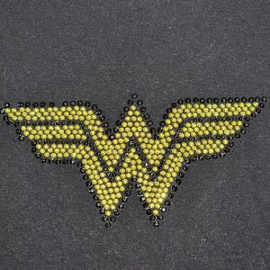 Merona SS Ladies Tee Black w/ Wonder Woman Logo Bling - Size Medium